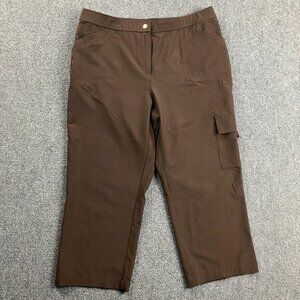 Weekends by Chico's Pants Women's Size 1 Brown Crop Cargo Polyester Blend‎